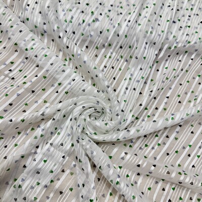 Lenin Strip Love heart digital print chiffon georgette