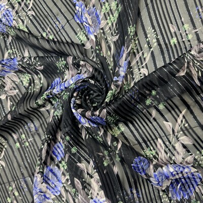 Flower printed chiffon georgette fabric