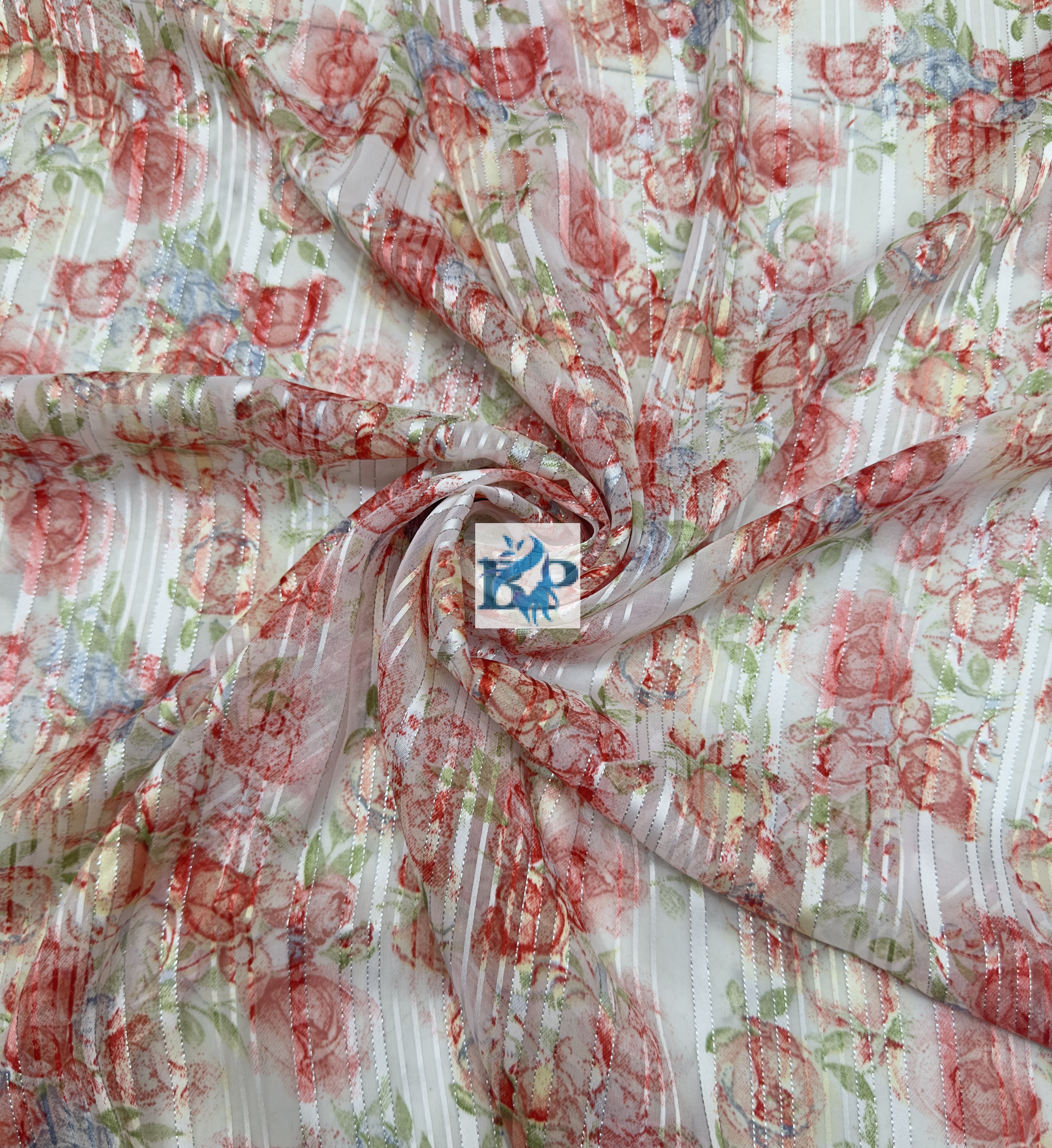 Flower printed chiffon georgette fabric