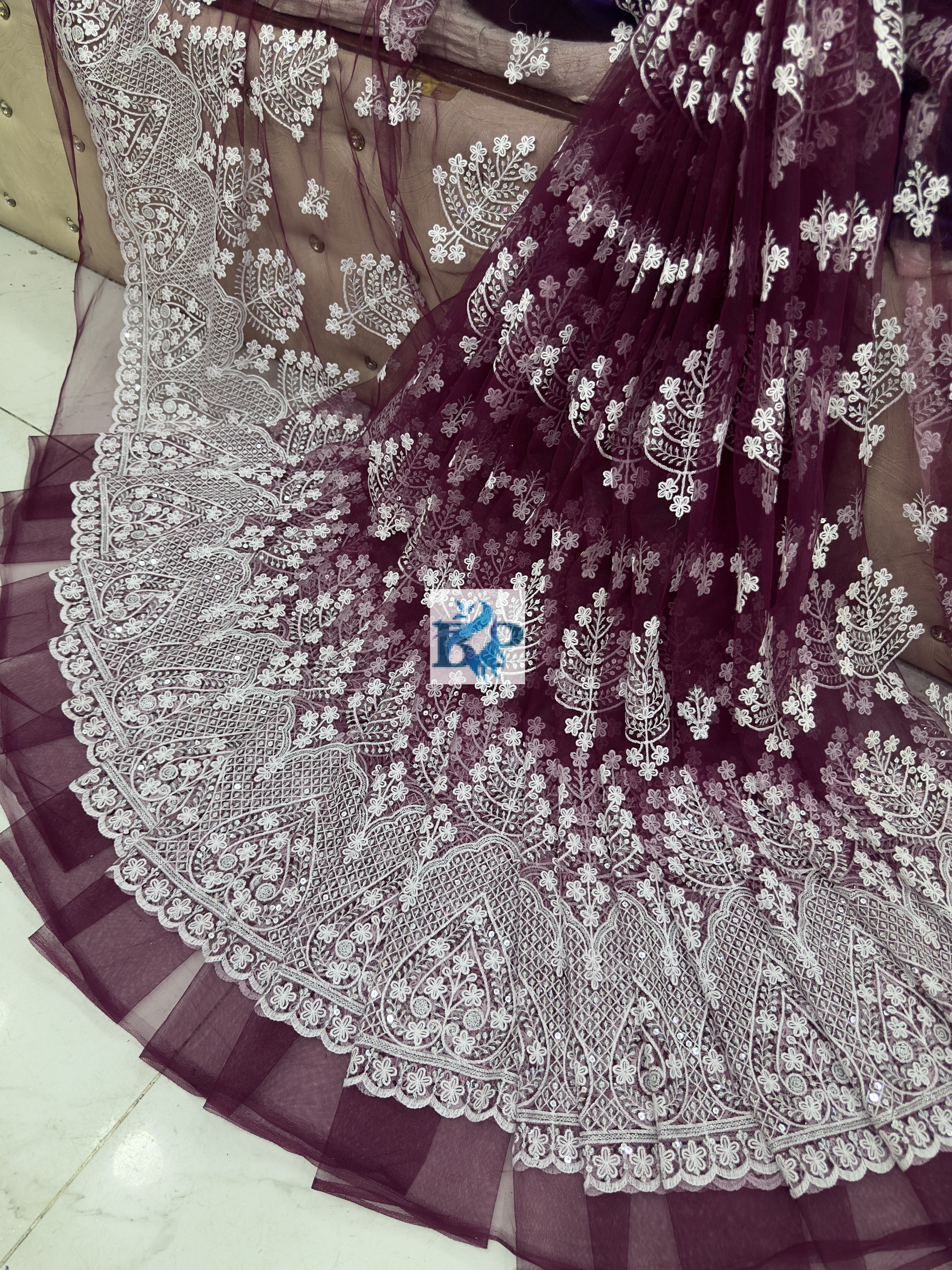 New chicken kari thread embroidery net fabric