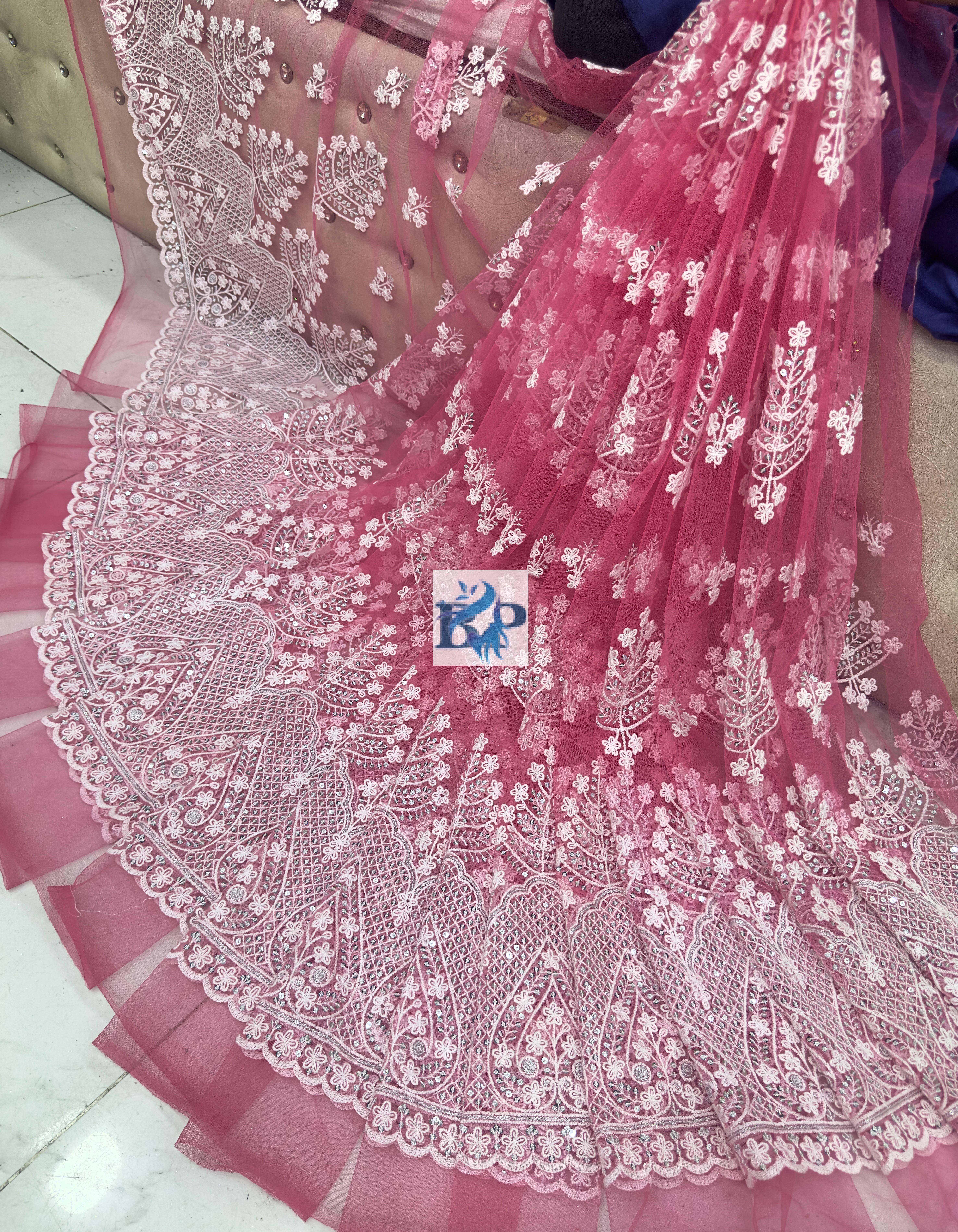 New chicken kari thread embroidery net fabric