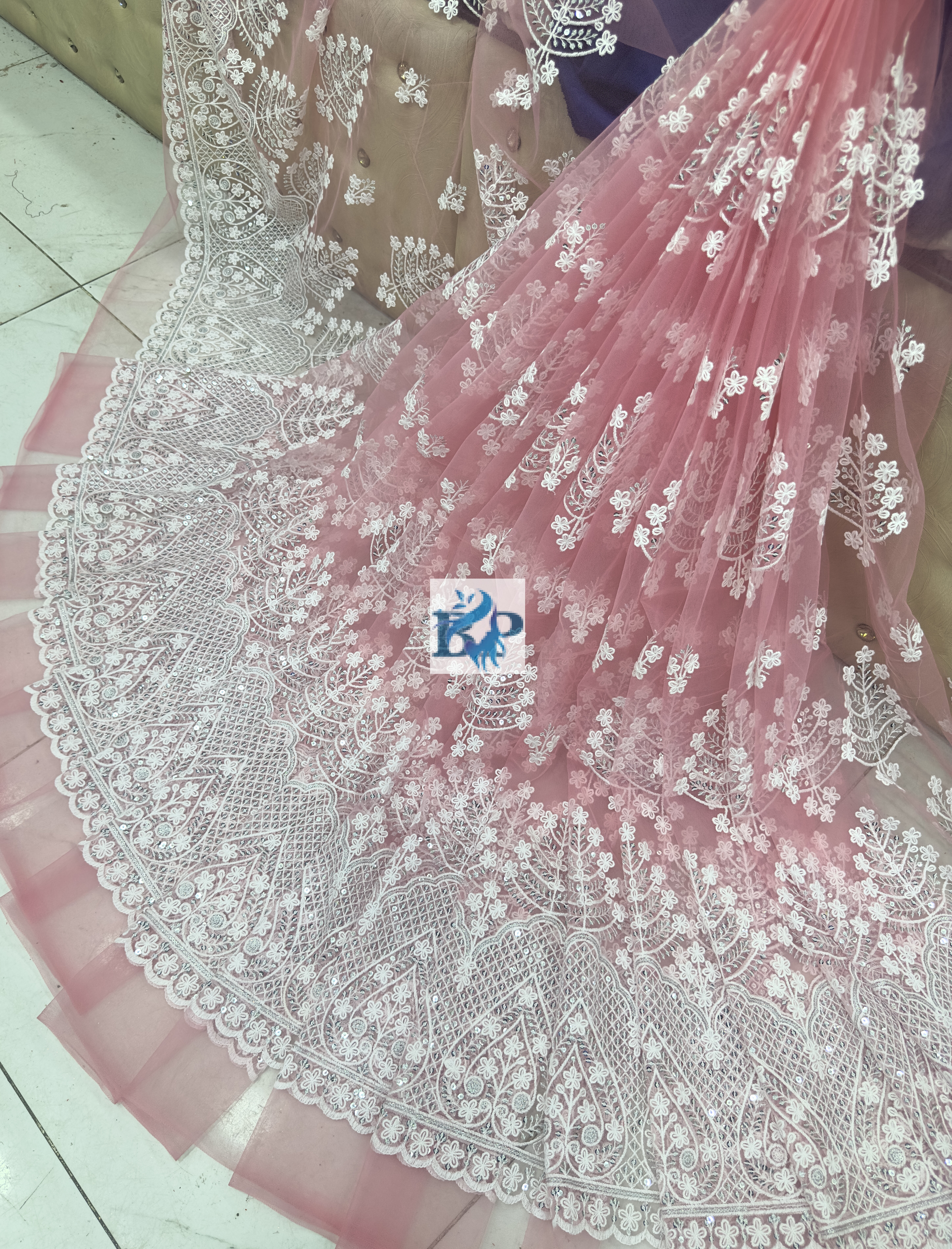 New chicken kari thread embroidery net fabric