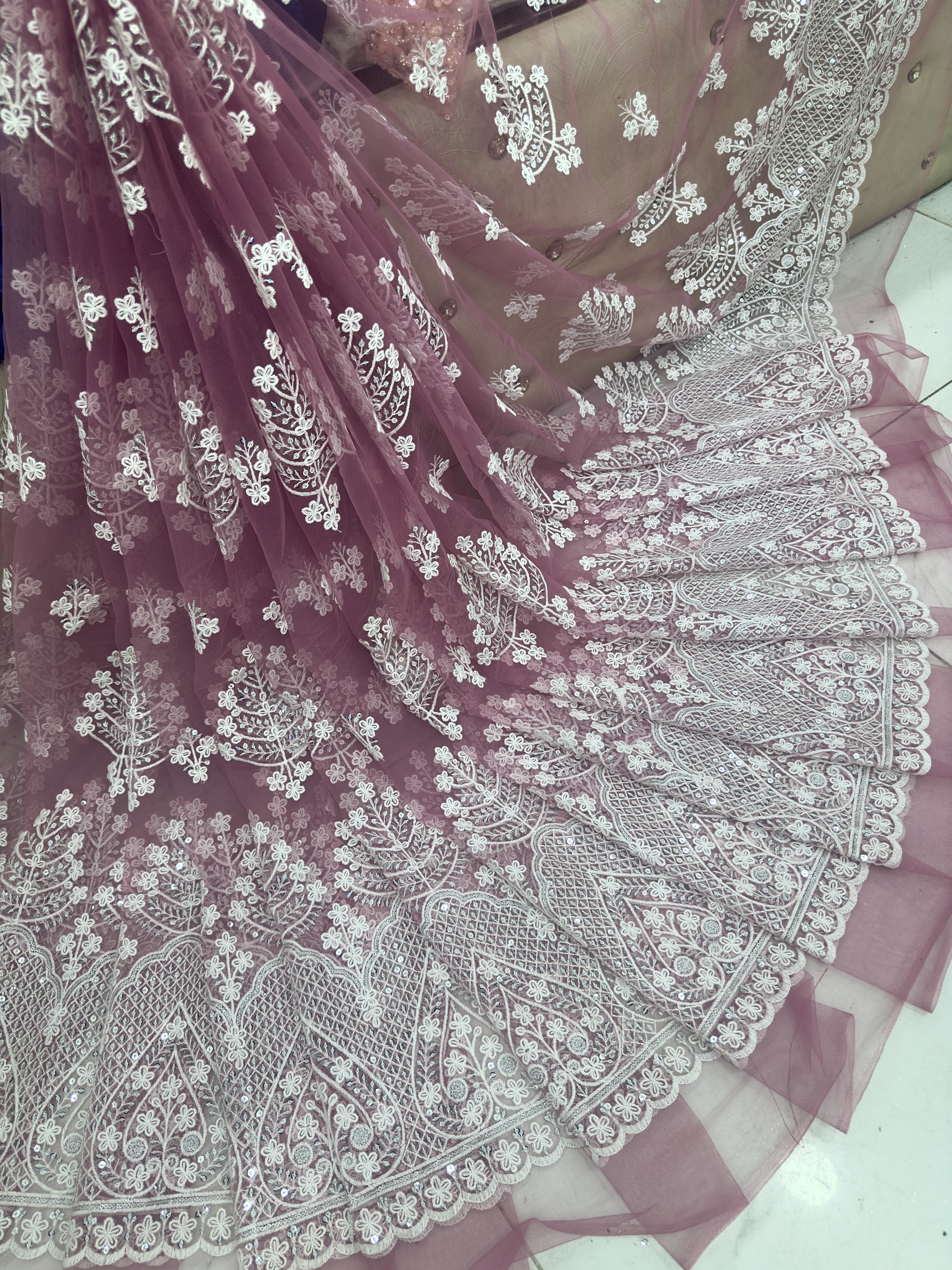 New chicken kari thread embroidery net fabric