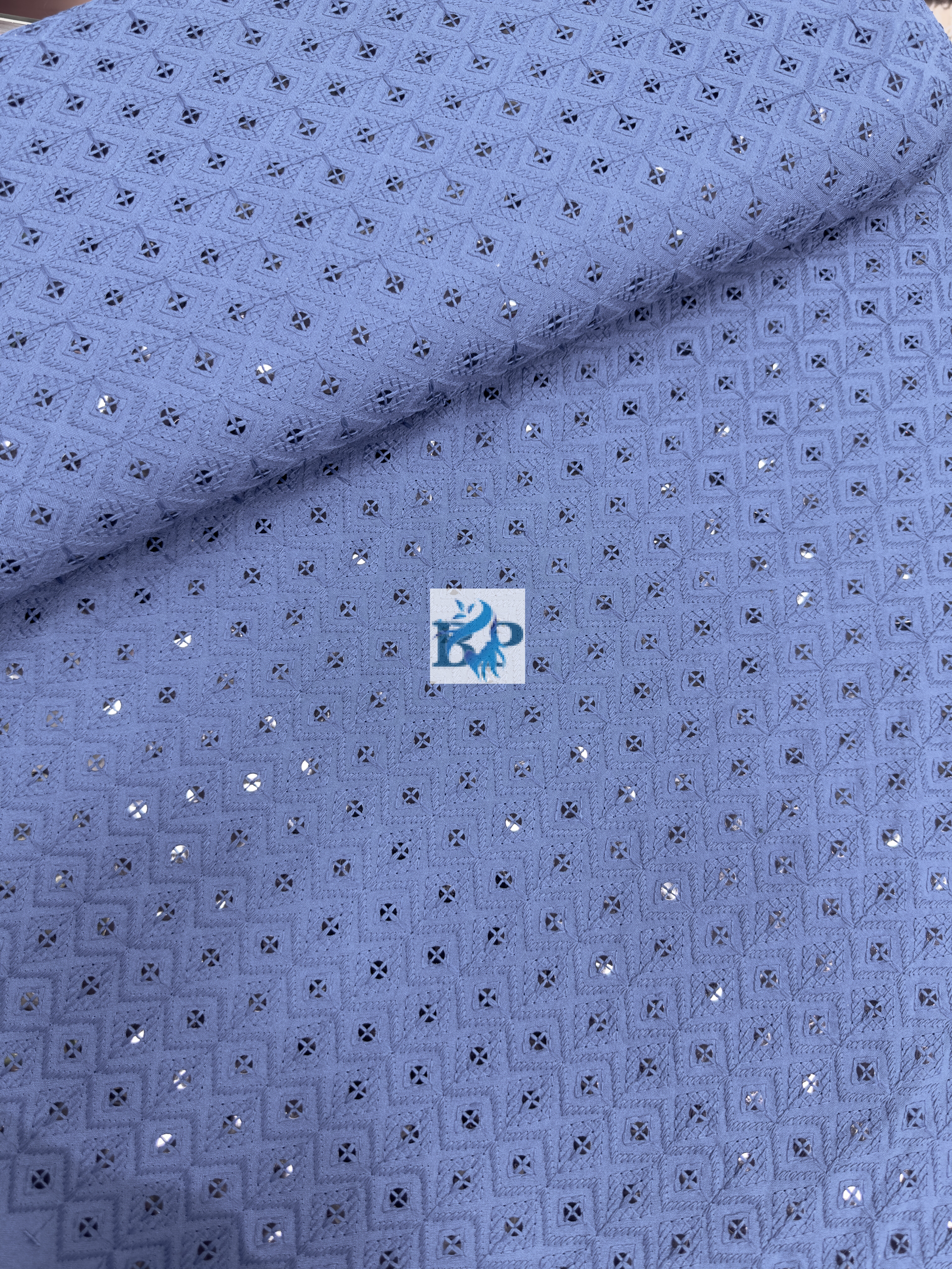 Thread work cotton fabric