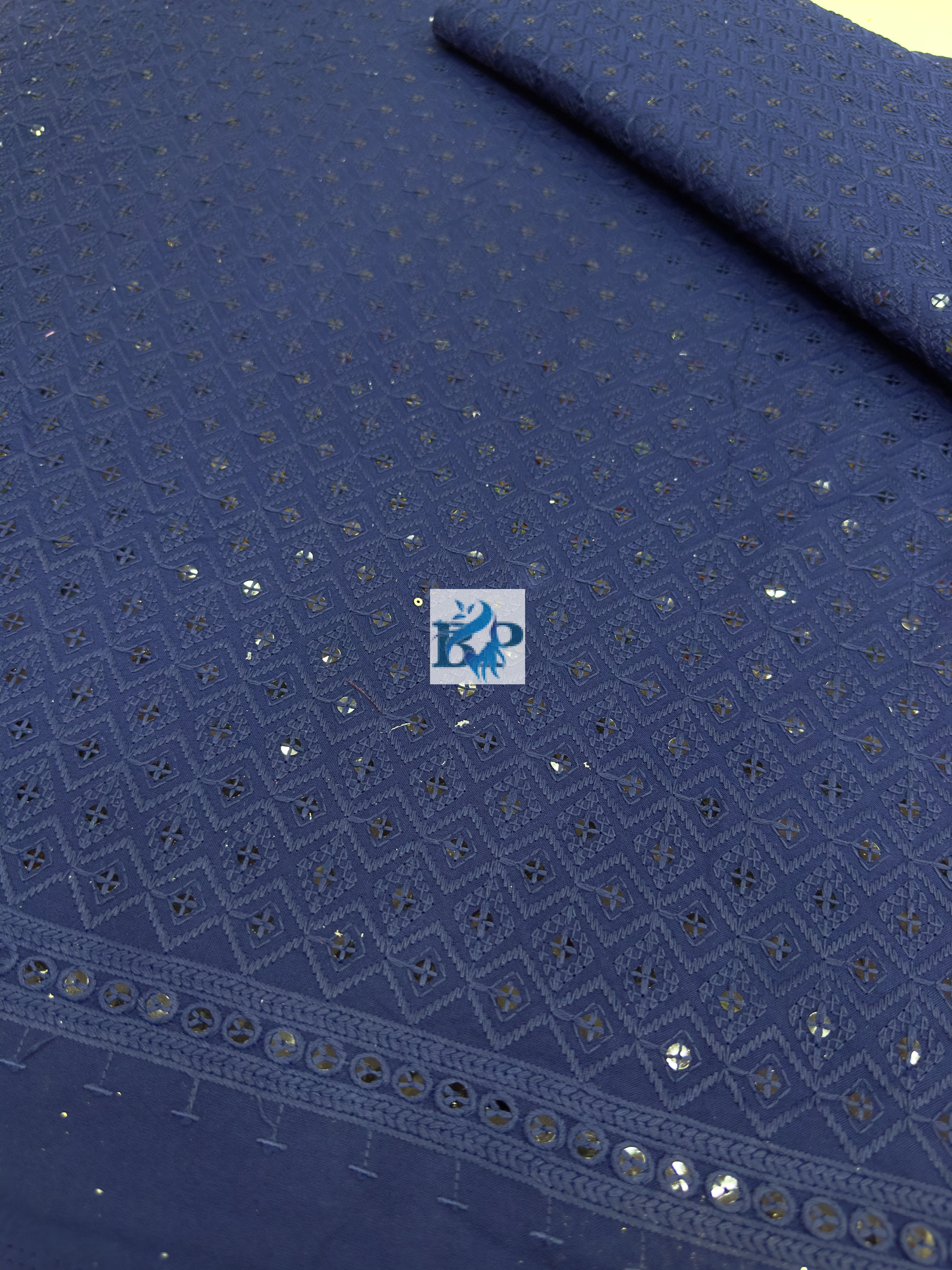 Thread work cotton fabric