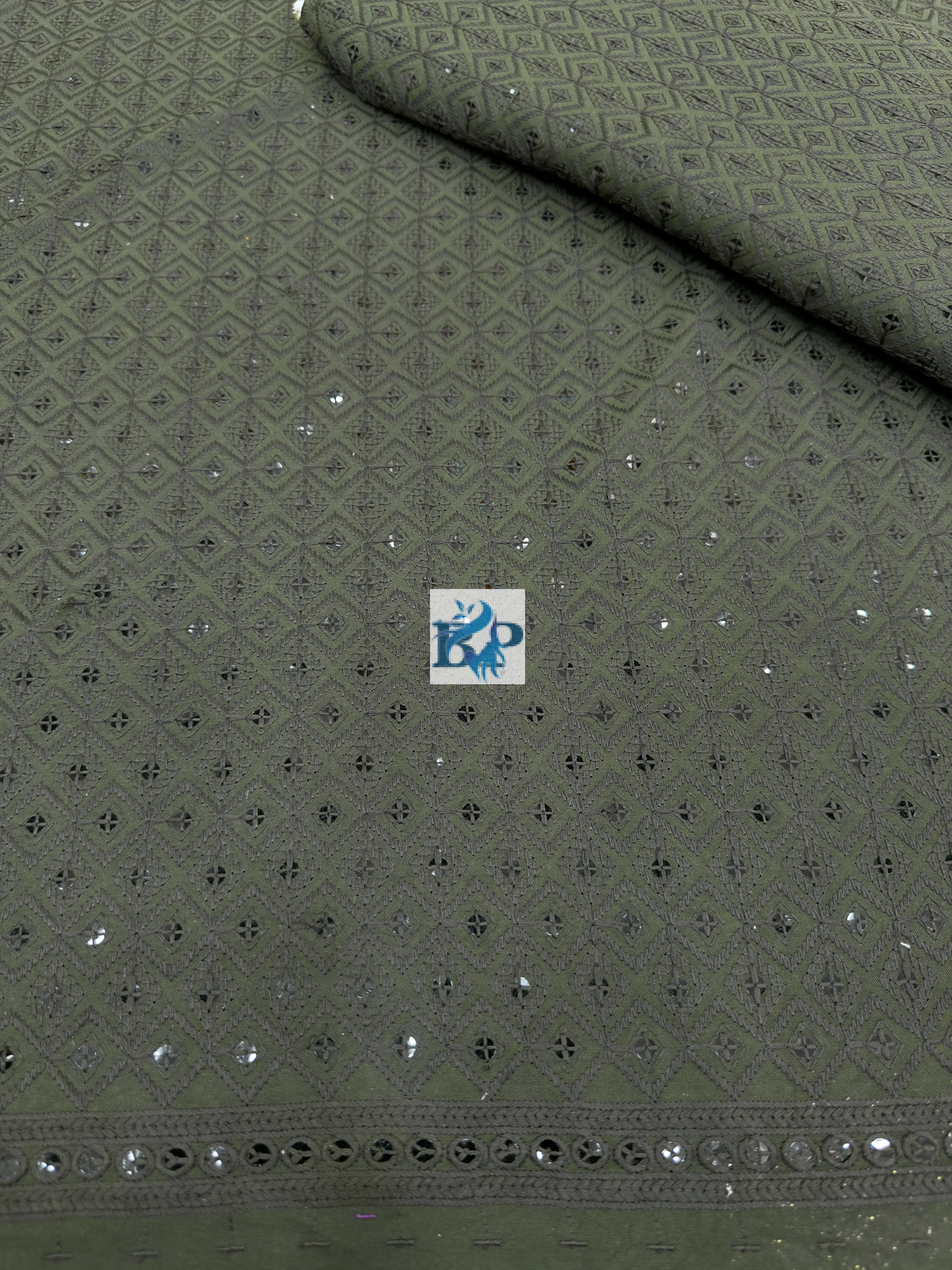 Thread work cotton fabric