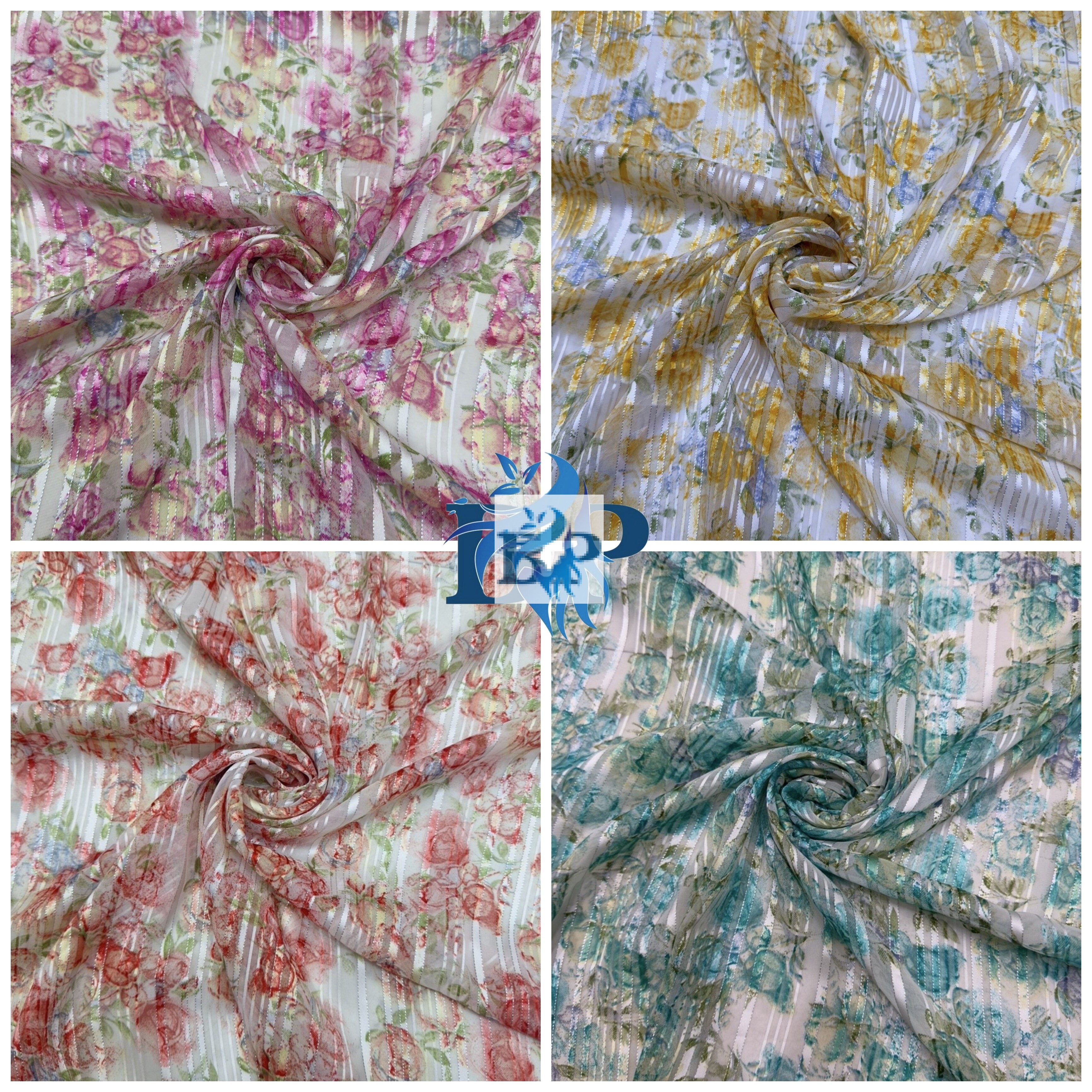 Flower printed chiffon georgette fabric