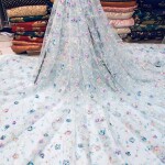 MESH Embroidery’s Fabric With Beaded Flowers With Glitter 