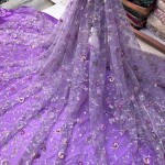 MESH Embroidery’s Fabric With Beaded Flowers With Glitter 