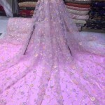 MESH Embroidery’s Fabric With Beaded Flowers With Glitter 